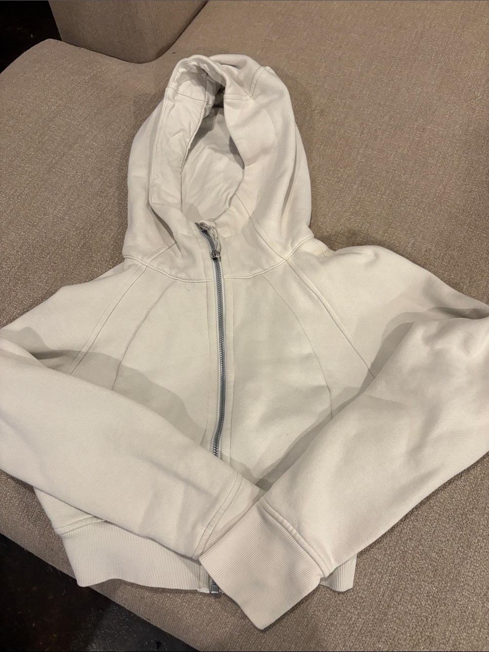 Lululemon Cropped White Zip Hoodie